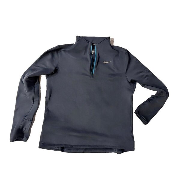 Nike Running Element Dri-Fit Quarter-Zip Gray Teal 1/4 Pullover Shirt Mens Sz XL - Picture 1 of 7